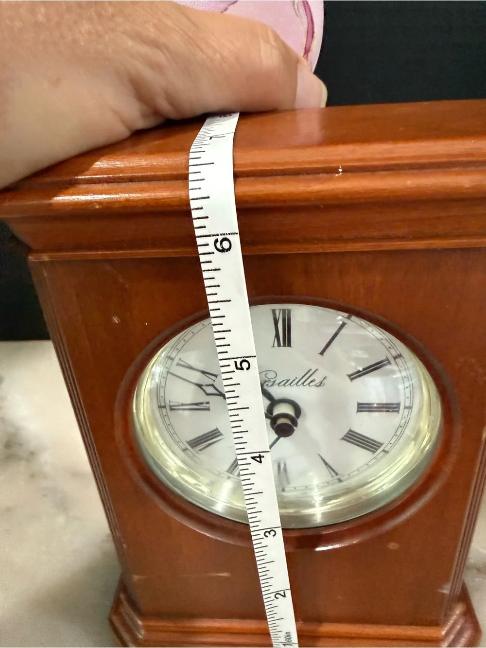Vintage Versailles West Germany Wood Frame Mantel / Desk Clock Quartz 6.75”
